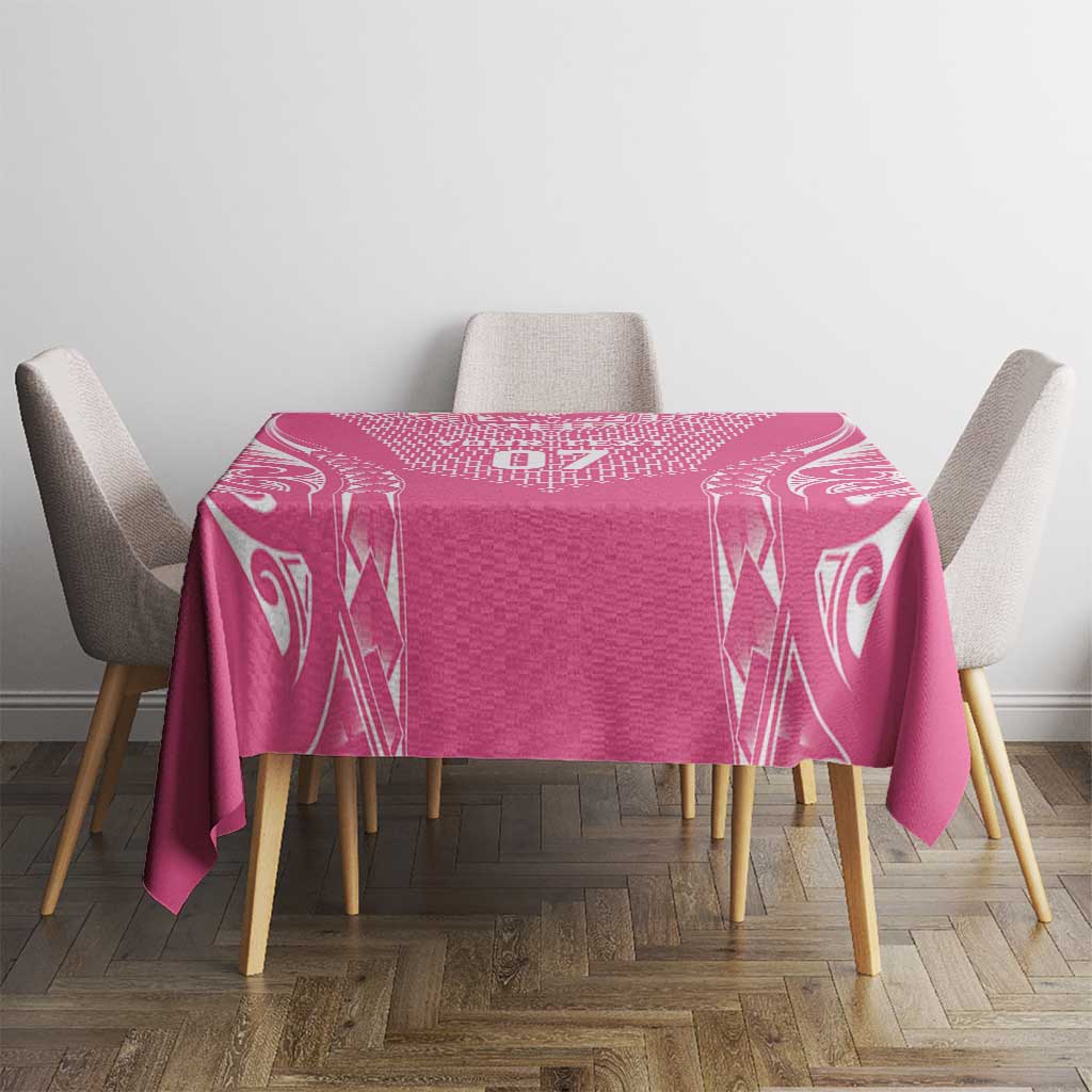 2025 Rugby Championship New Zealand Custom Tablecloth Poutama Motifs - Pink Out - Polynesian Pride