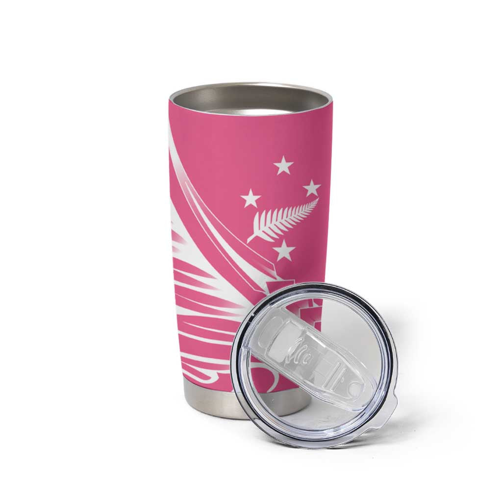 2025 Rugby Championship New Zealand Custom Tumbler Cup Poutama Motifs - Pink Out - Polynesian Pride