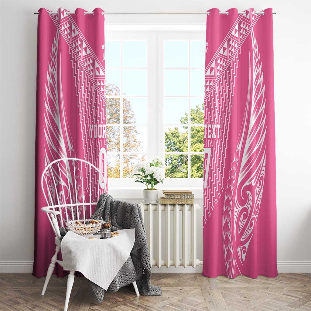 2025 Rugby Championship New Zealand Custom Window Curtain Poutama Motifs - Pink Out - Polynesian Pride