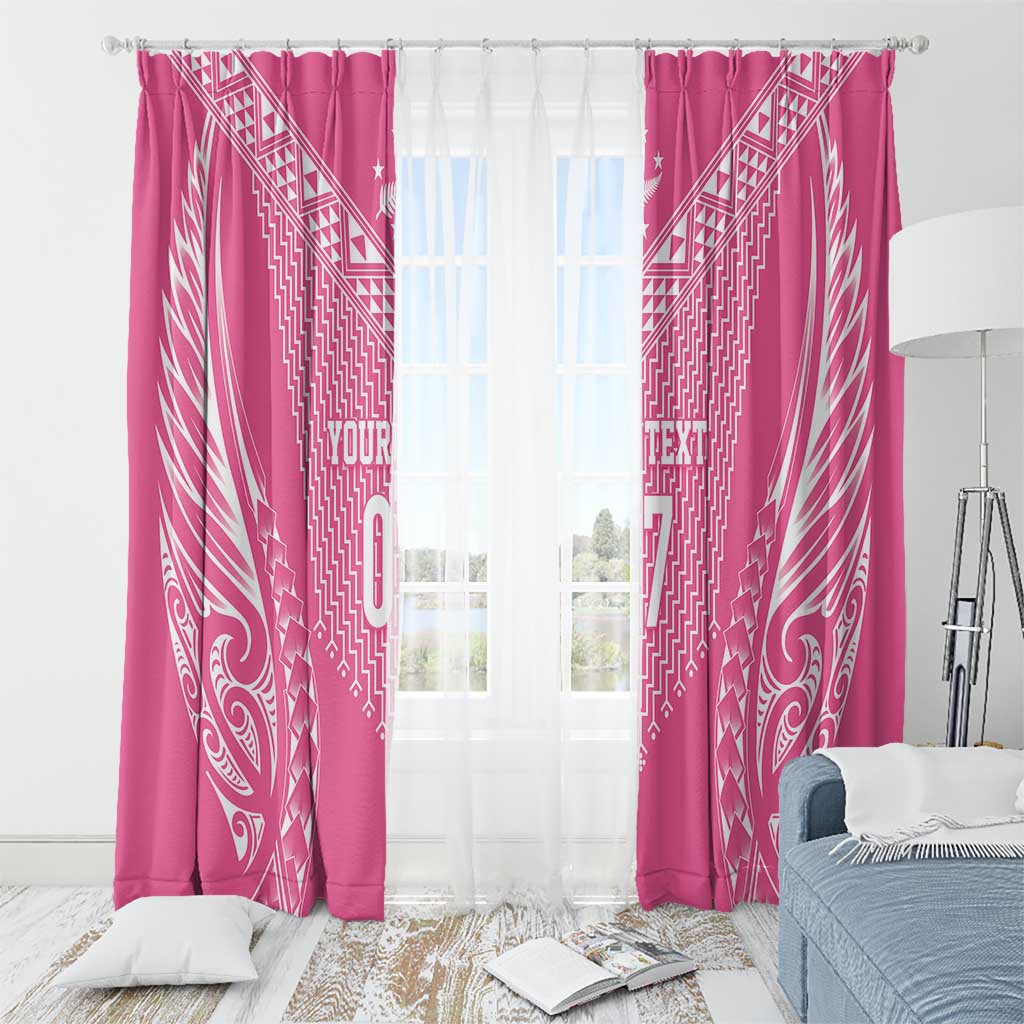 2025 Rugby Championship New Zealand Custom Window Curtain Poutama Motifs - Pink Out - Polynesian Pride