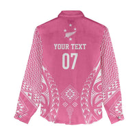 2025 Rugby Championship New Zealand Custom Women Casual Shirt Poutama Motifs - Pink Out - Polynesian Pride
