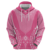 2025 Rugby Championship New Zealand Custom Zip Hoodie Poutama Motifs - Pink Out - Polynesian Pride
