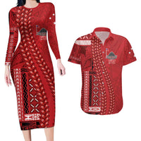 Samoa FAST Siapo Couples Matching Long Sleeve Bodycon Dress and Hawaiian Shirt Tatau-Ulafala Vines - Polynesian Pride