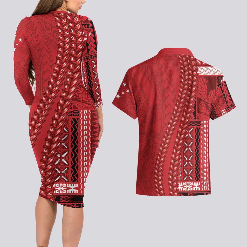 Samoa FAST Siapo Couples Matching Long Sleeve Bodycon Dress and Hawaiian Shirt Tatau-Ulafala Vines - Polynesian Pride