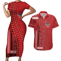 Samoa FAST Siapo Couples Matching Short Sleeve Bodycon Dress and Hawaiian Shirt Tatau-Ulafala Vines - Polynesian Pride