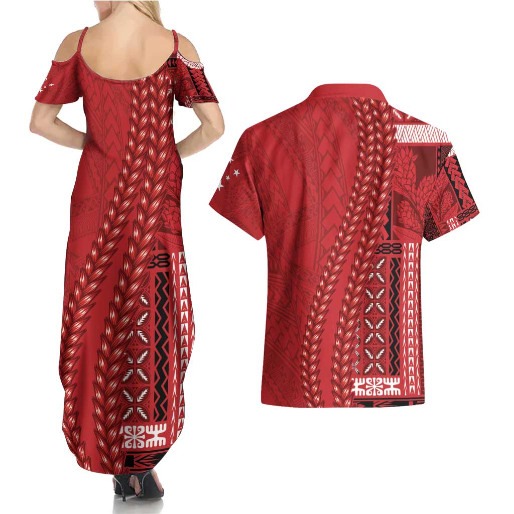 Samoa FAST Siapo Couples Matching Summer Maxi Dress and Hawaiian Shirt Tatau-Ulafala Vines - Polynesian Pride