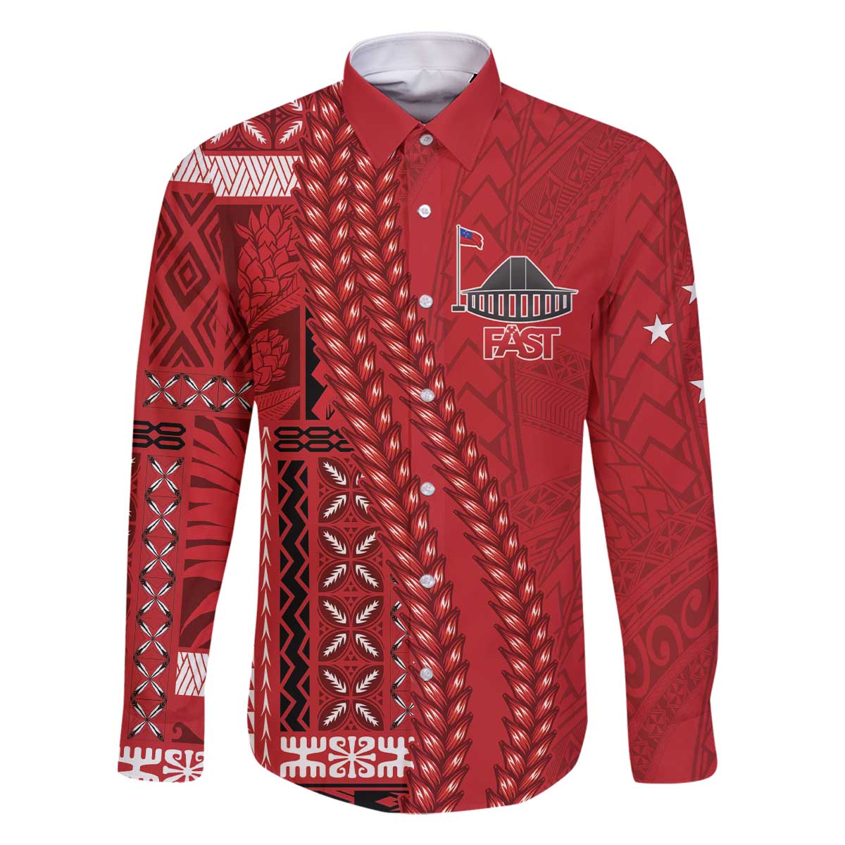 Samoa FAST Siapo Family Matching Off The Shoulder Long Sleeve Dress and Hawaiian Shirt Tatau-Ulafala Vines - Polynesian Pride