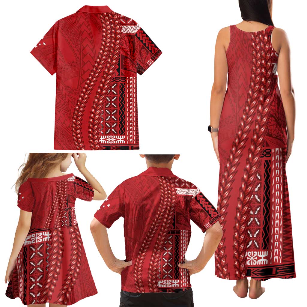 Samoa FAST Siapo Family Matching Tank Maxi Dress and Hawaiian Shirt Tatau-Ulafala Vines - Polynesian Pride