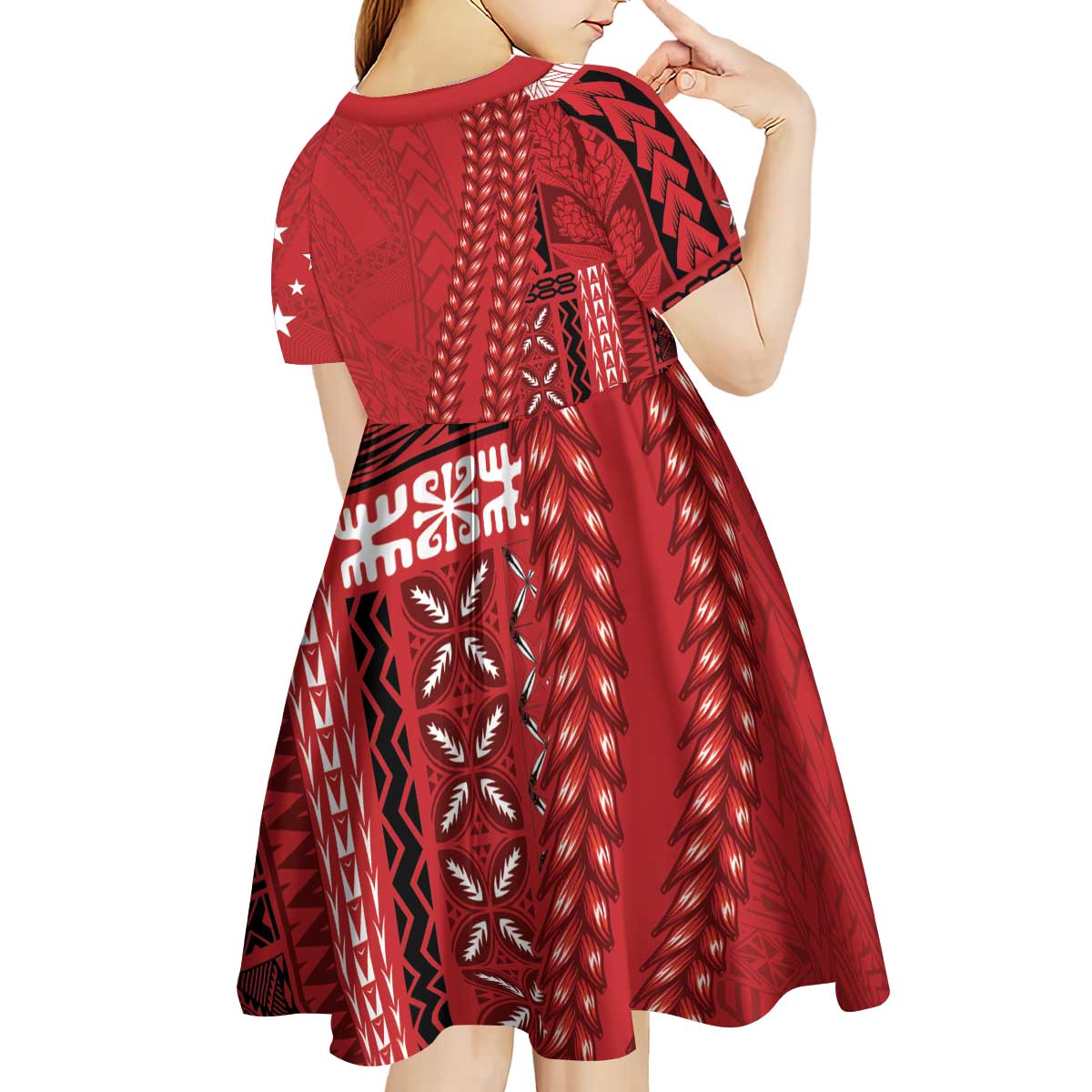 Samoa FAST Siapo Kid Short Sleeve Dress Tatau-Ulafala Vines - Polynesian Pride