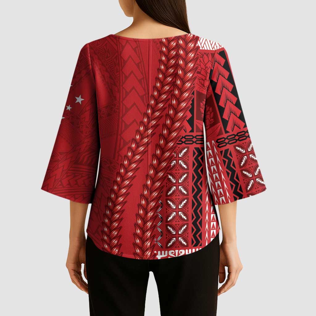 Samoa FAST Siapo Kimono Sleeve Blouse Tatau-Ulafala Vines - Polynesian Pride