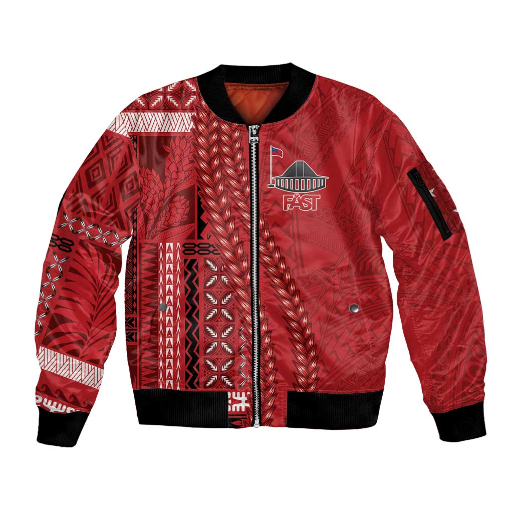 Samoa FAST Siapo Sleeve Zip Bomber Jacket Tatau-Ulafala Vines - Polynesian Pride
