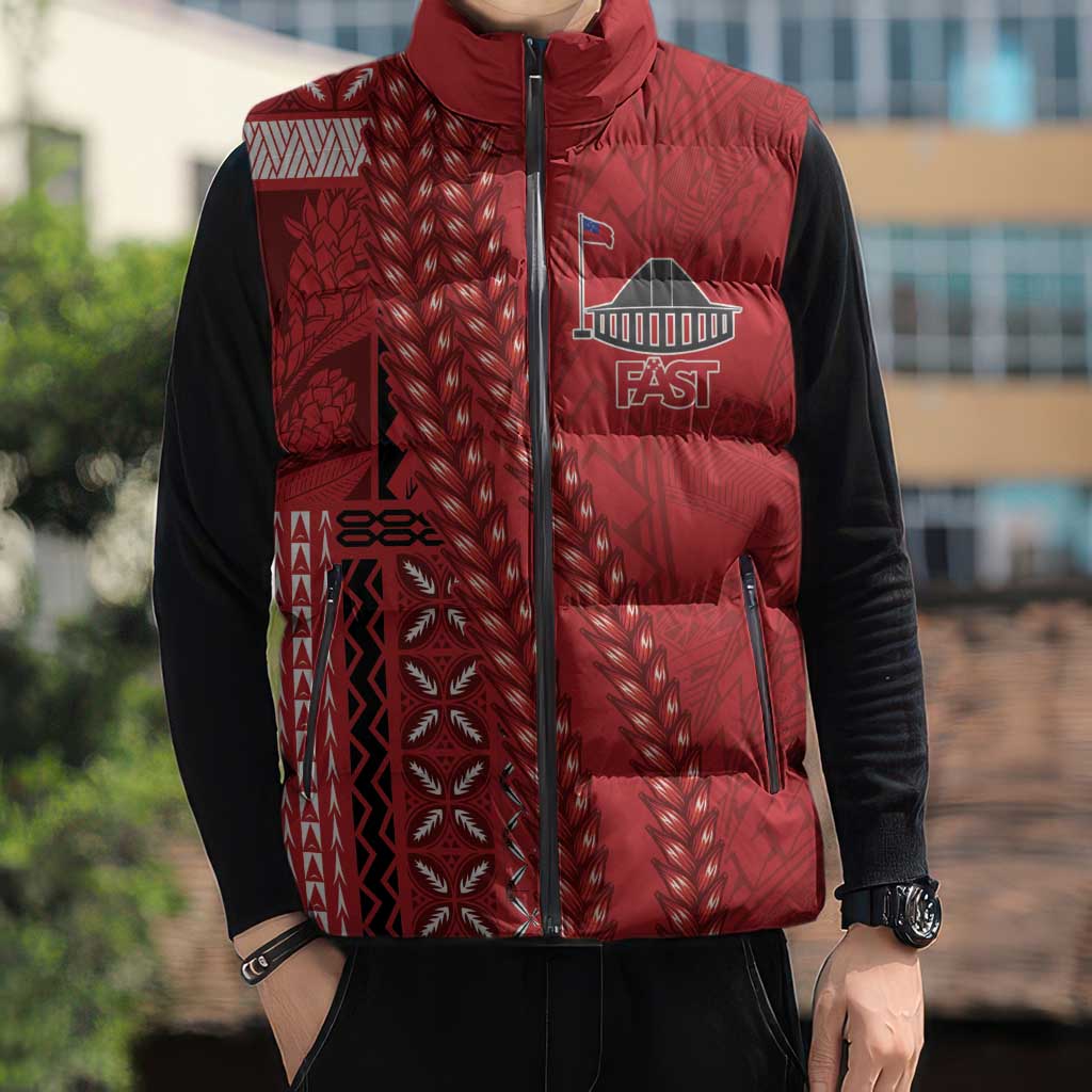Samoa FAST Siapo Sleeveless Puffer Jacket Tatau-Ulafala Vines - Polynesian Pride