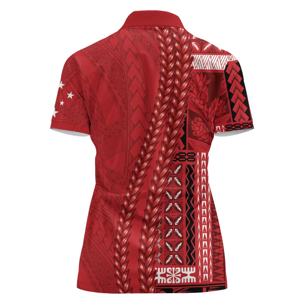 Samoa FAST Siapo Women Polo Shirt Tatau-Ulafala Vines - Polynesian Pride