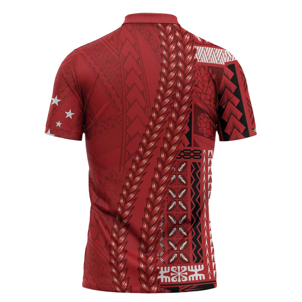 Samoa FAST Siapo Zipper Polo Shirt Tatau-Ulafala Vines - Polynesian Pride