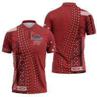 Samoa FAST Siapo Zipper Polo Shirt Tatau-Ulafala Vines - Polynesian Pride