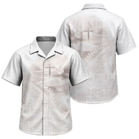 Samoa Lotu Tamaiti White Prayers Family Matching Short Sleeve Bodycon Dress and Hawaiian Shirt Floral Mamanu Siapo LT7 Son's Shirt White - Polynesian Pride
