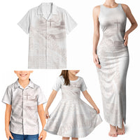 Samoa Lotu Tamaiti White Prayers Family Matching Tank Maxi Dress and Hawaiian Shirt Floral Mamanu Siapo LT7 - Polynesian Pride