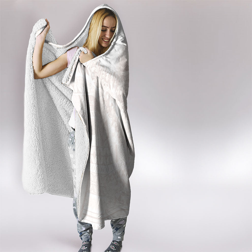 Samoa Lotu Tamaiti White Prayers Hooded Blanket Floral Mamanu Siapo LT7 - Polynesian Pride