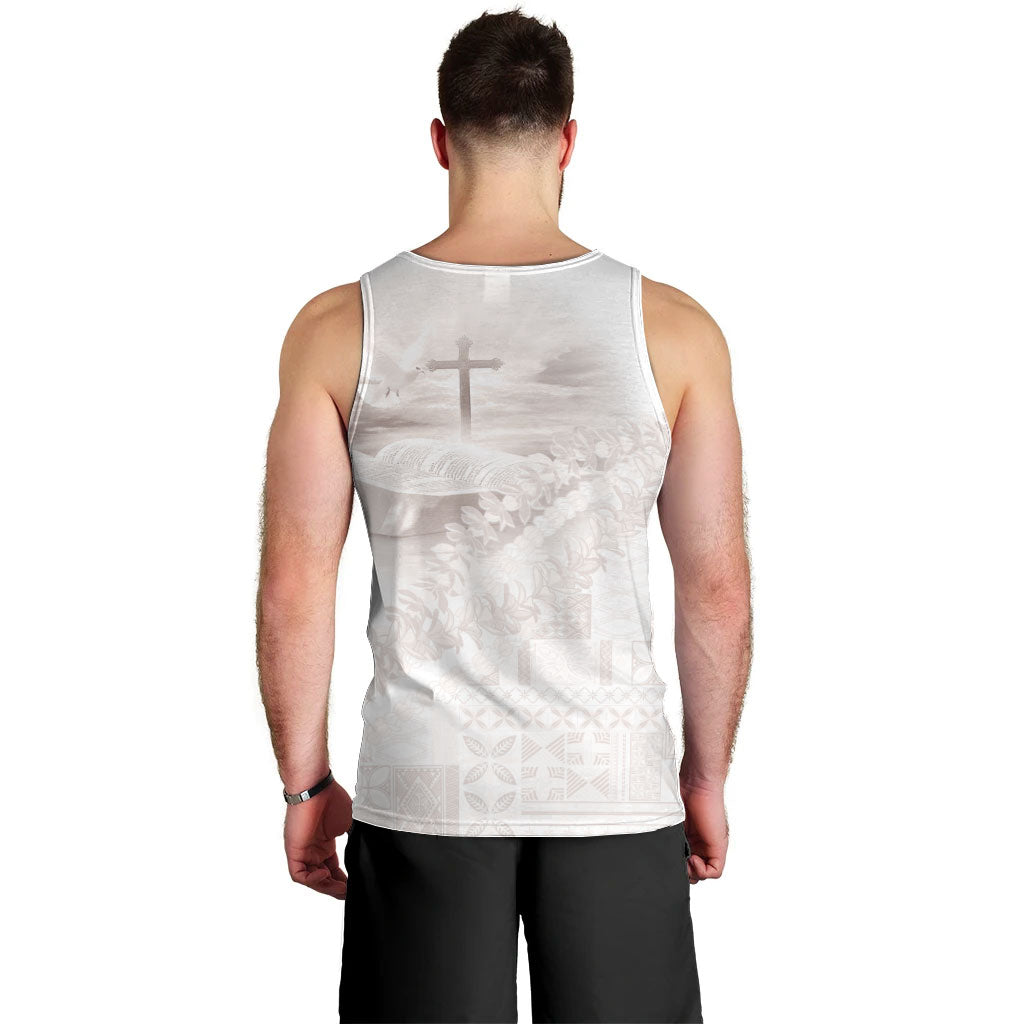 Samoa Lotu Tamaiti White Prayers Men Tank Top Floral Mamanu Siapo LT7 - Polynesian Pride