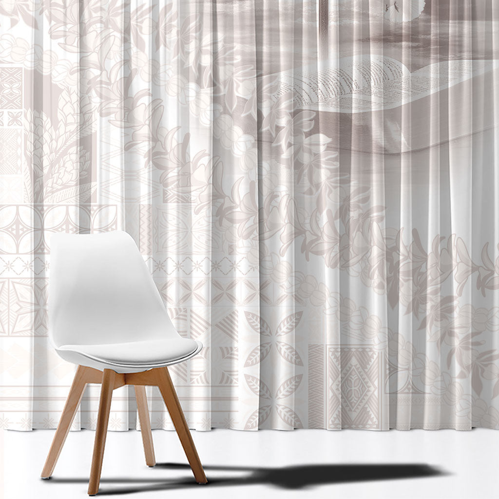 Samoa Lotu Tamaiti White Prayers Window Curtain Floral Mamanu Siapo