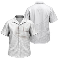 Tonga White Sunday Fakame Family Matching Off The Shoulder Long Sleeve Dress and Hawaiian Shirt Tokelaufeletoa Kupesi