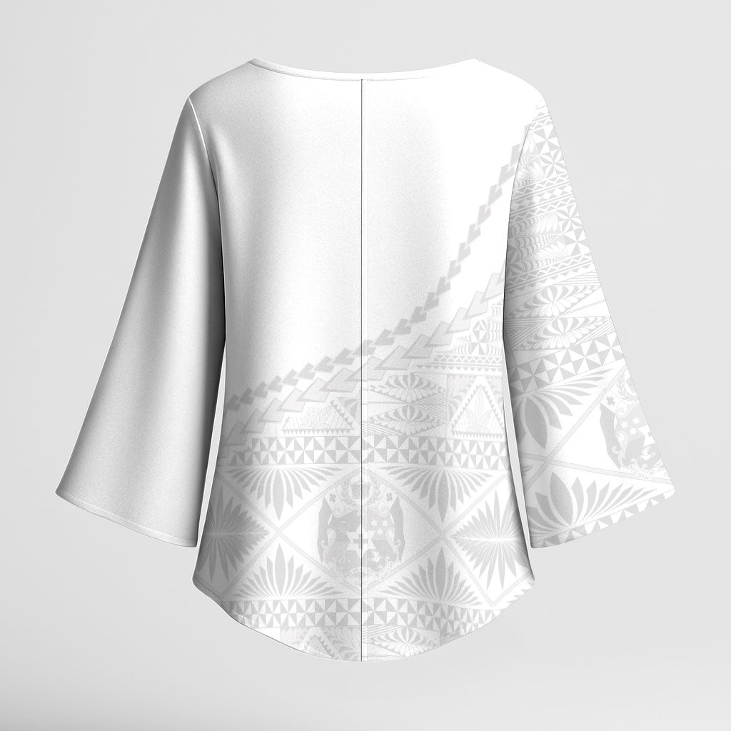Tonga White Sunday Fakame Kimono Sleeve Blouse Tokelaufeletoa Kupesi