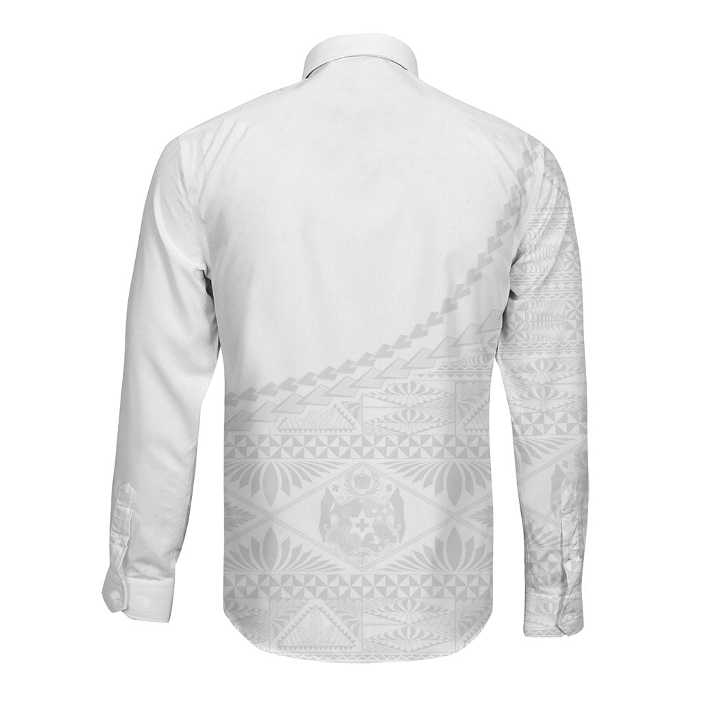 Tonga White Sunday Fakame Long Sleeve Button Shirt Tokelaufeletoa Kupesi