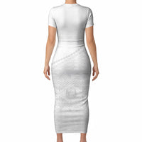 Tonga White Sunday Fakame Short Sleeve Bodycon Dress Tokelaufeletoa Kupesi