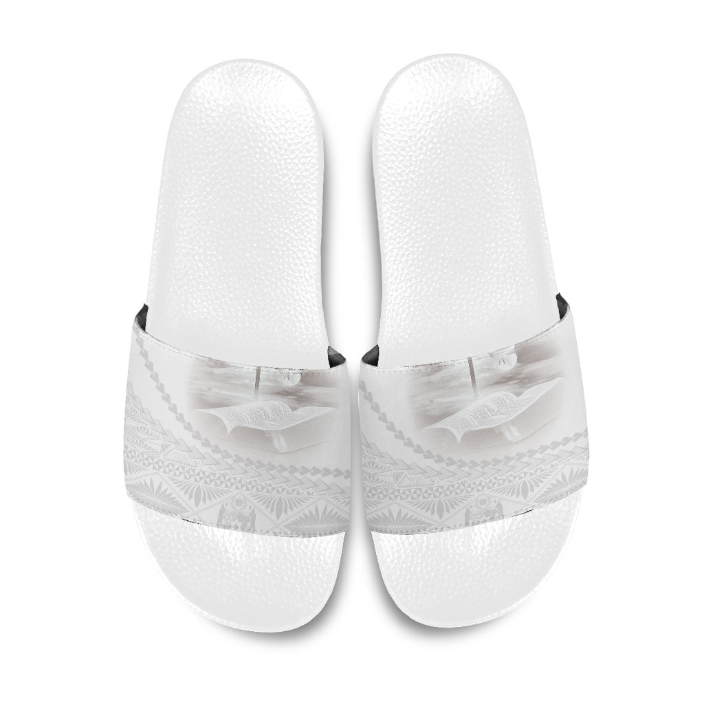 Tonga White Sunday Fakame Slide Sandals Tokelaufeletoa Kupesi