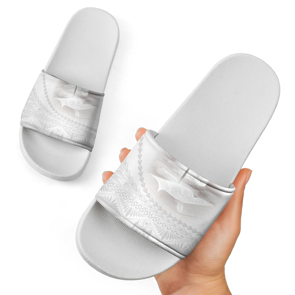 Tonga White Sunday Fakame Slide Sandals Tokelaufeletoa Kupesi
