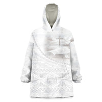 Tonga White Sunday Fakame Wearable Blanket Hoodie Tokelaufeletoa Kupesi