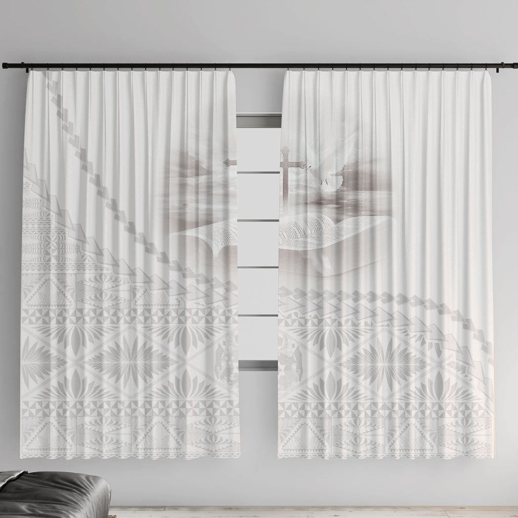 Tonga White Sunday Fakame Window Curtain Tokelaufeletoa Kupesi