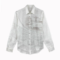 Tonga White Sunday Fakame Women Casual Shirt Tokelaufeletoa Kupesi