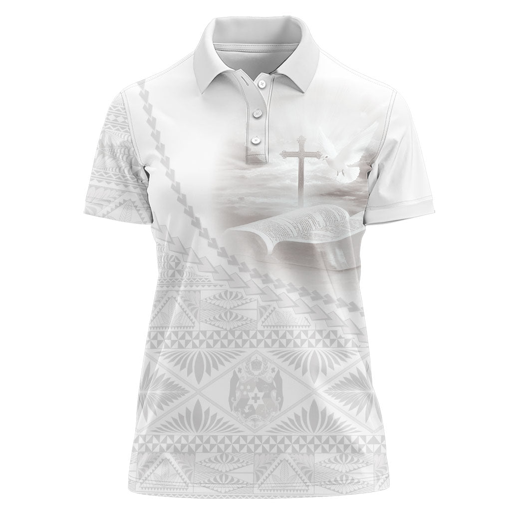 Tonga White Sunday Fakame Women Polo Shirt Tokelaufeletoa Kupesi