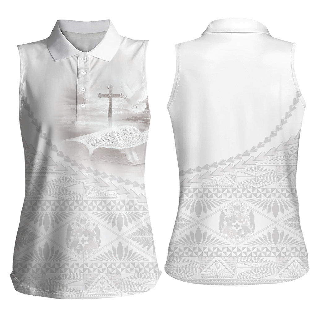 Tonga White Sunday Fakame Women Sleeveless Polo Shirt Tokelaufeletoa Kupesi
