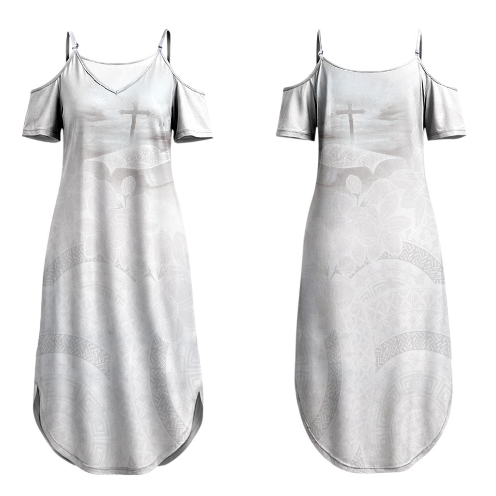 Niue White Sunday Tapu Fanau Couples Matching Summer Maxi Dress and Hawaiian Shirt Fiti Pua Mix Hiapo Tapa
