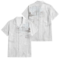 Niue White Sunday Tapu Fanau Family Matching Off The Shoulder Long Sleeve Dress and Hawaiian Shirt Fiti Pua Mix Hiapo Tapa