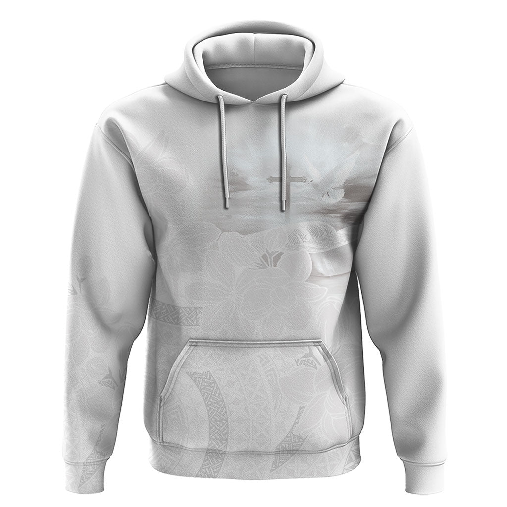 Niue White Sunday Tapu Fanau Hoodie Fiti Pua Mix Hiapo Tapa