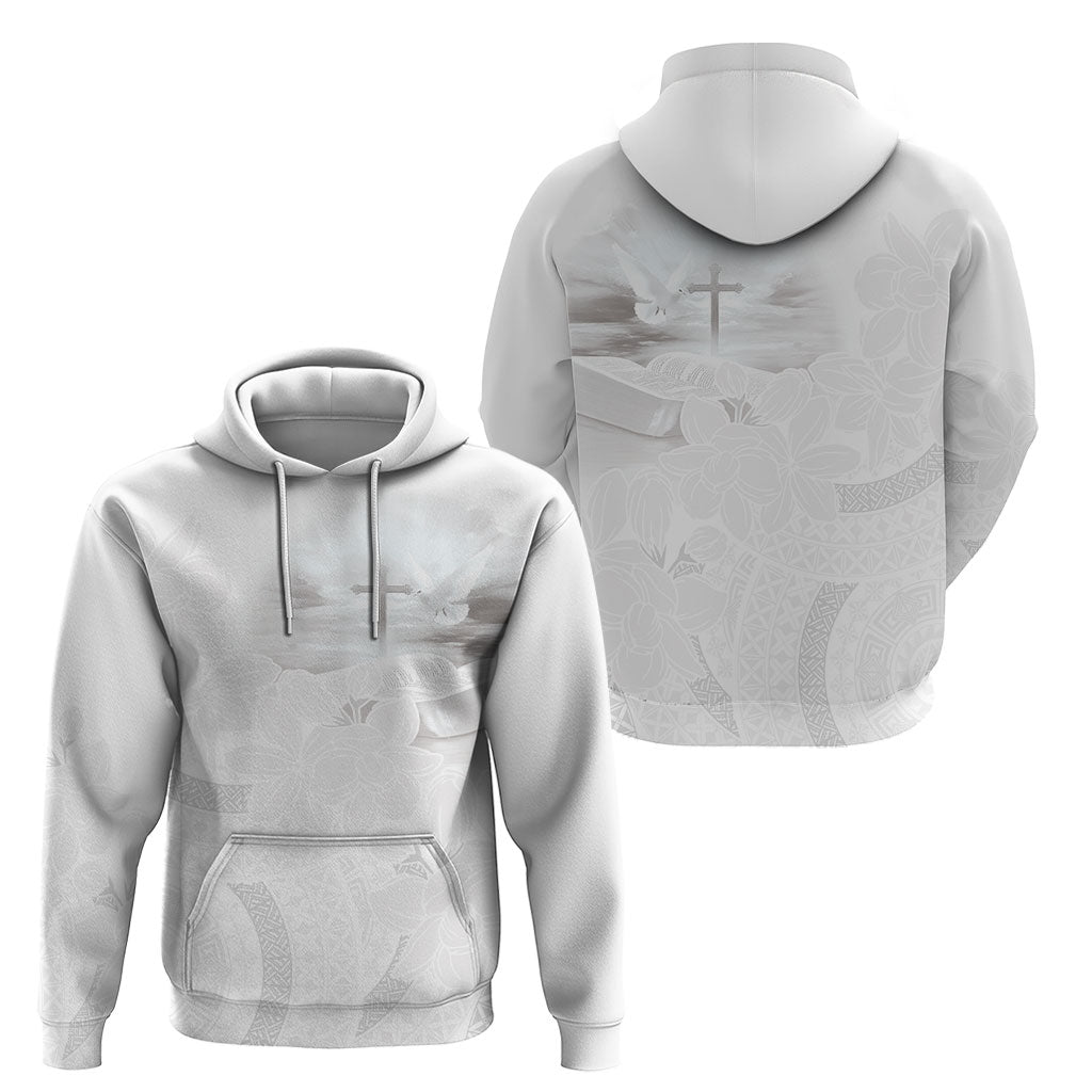 Niue White Sunday Tapu Fanau Hoodie Fiti Pua Mix Hiapo Tapa