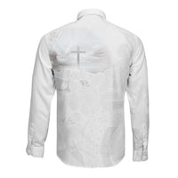 Niue White Sunday Tapu Fanau Long Sleeve Button Shirt Fiti Pua Mix Hiapo Tapa