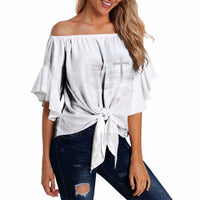 Niue White Sunday Tapu Fanau Off Shoulder Wrap Waist Top Fiti Pua Mix Hiapo Tapa