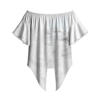 Niue White Sunday Tapu Fanau Off Shoulder Wrap Waist Top Fiti Pua Mix Hiapo Tapa