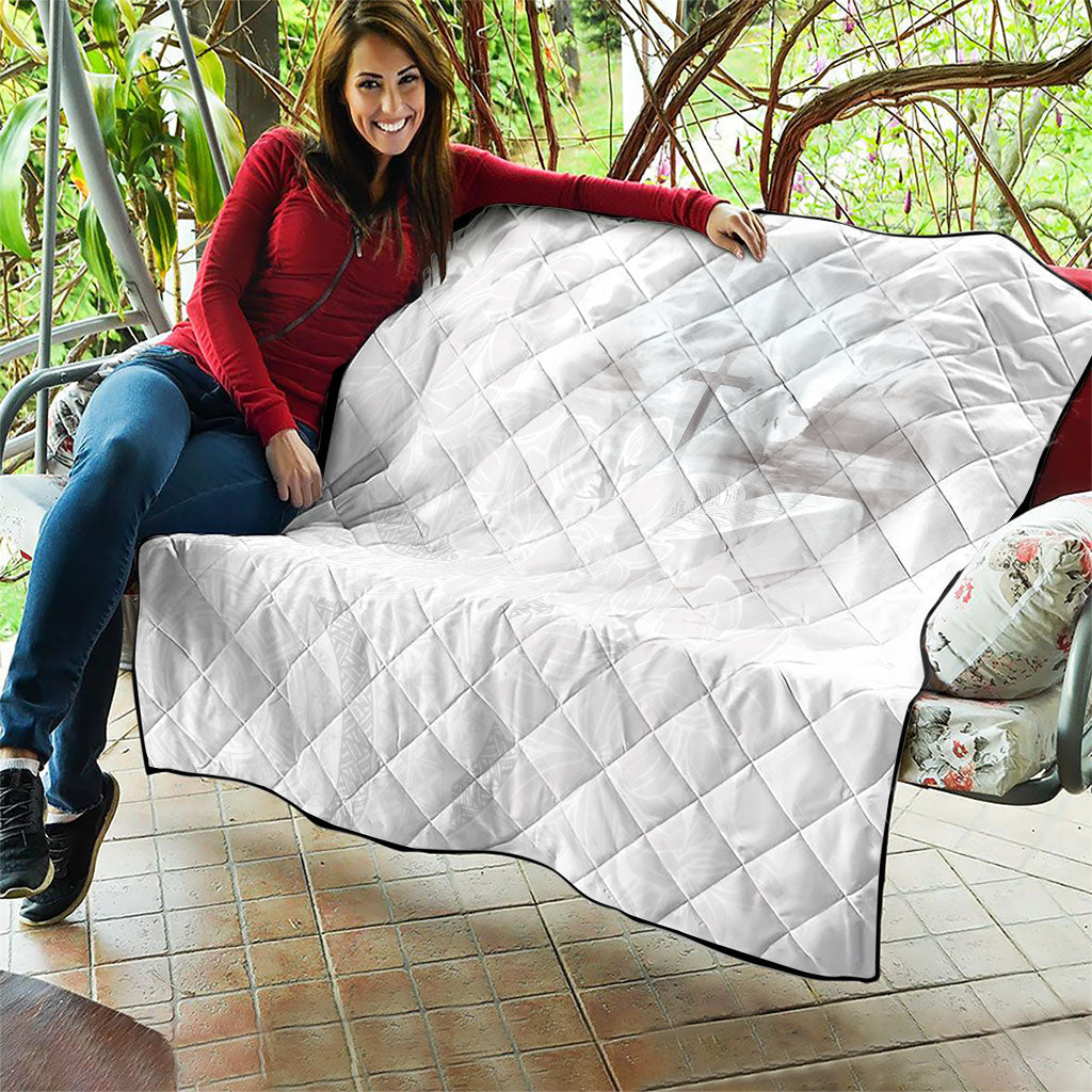 Niue White Sunday Tapu Fanau Quilt Fiti Pua Mix Hiapo Tapa