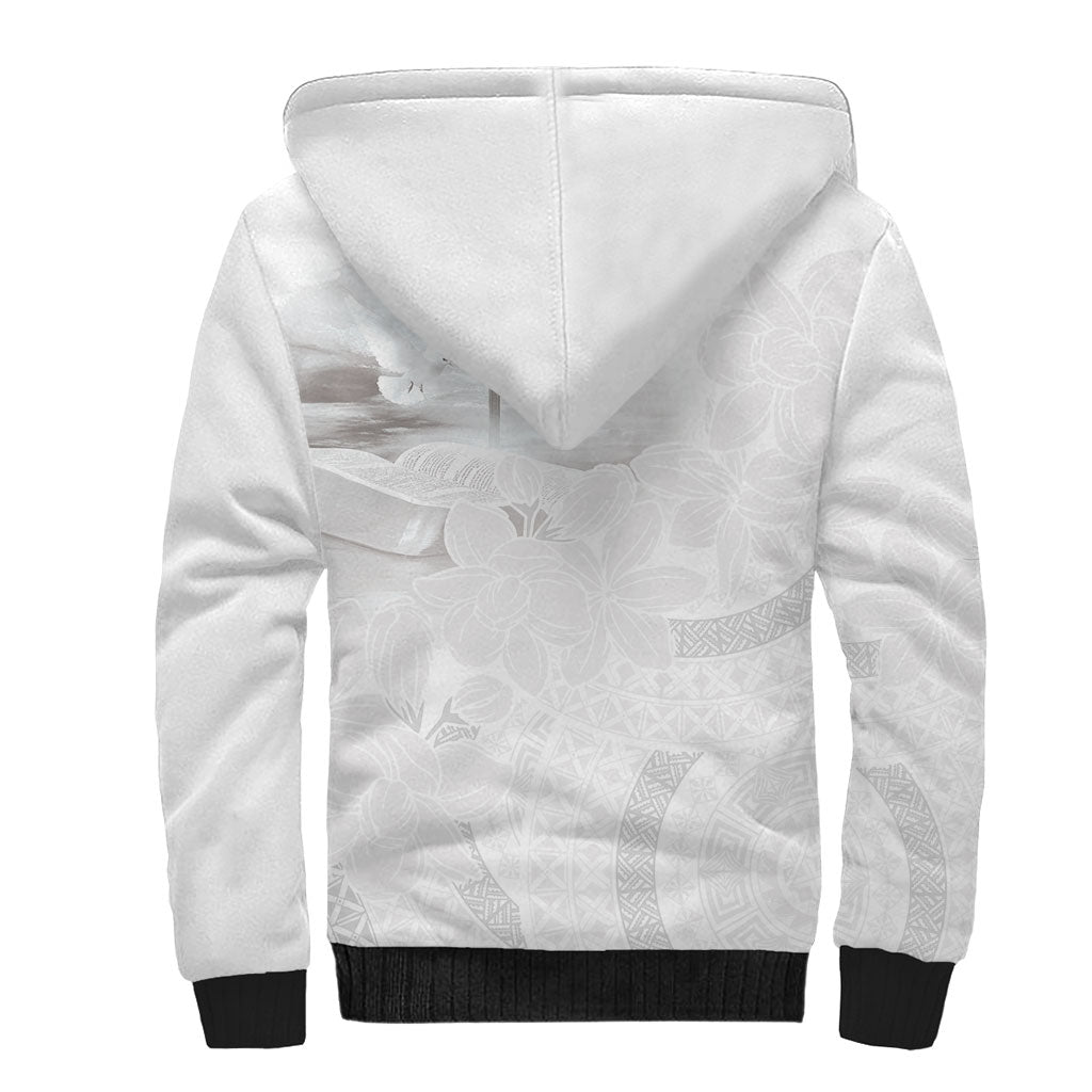Niue White Sunday Tapu Fanau Sherpa Hoodie Fiti Pua Mix Hiapo Tapa