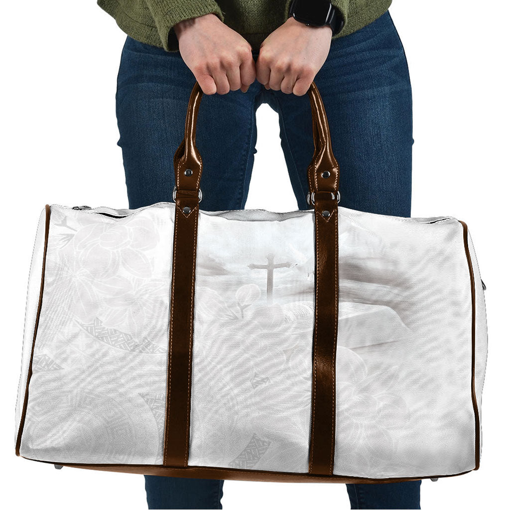 Niue White Sunday Tapu Fanau Travel Bag Fiti Pua Mix Hiapo Tapa