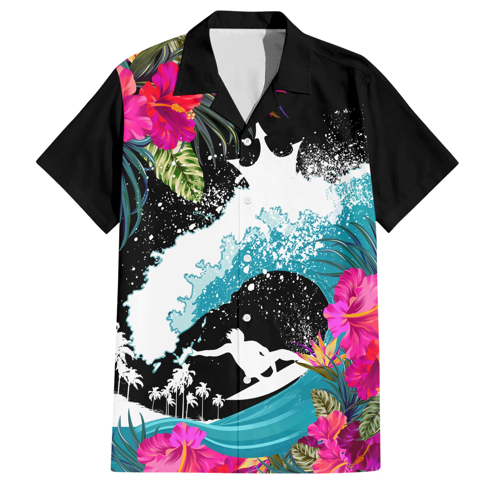 Hawaii Surfing Hawaiian Shirt Triple Crown Rides The Waves LT7 Black - Polynesian Pride