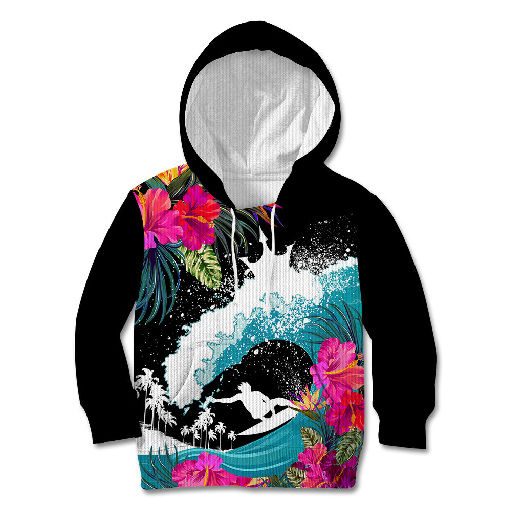 Hawaii Surfing Kid Hoodie Triple Crown Rides The Waves LT7 Black - Polynesian Pride