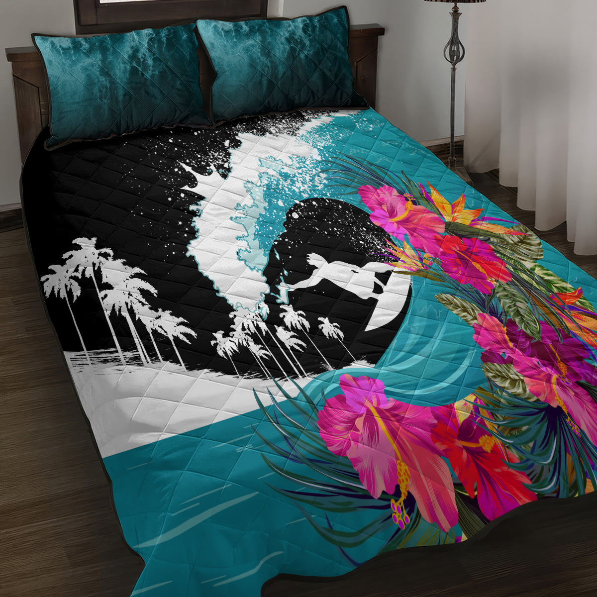 Hawaii Surfing Quilt Bed Set Triple Crown Rides The Waves LT7 - Polynesian Pride