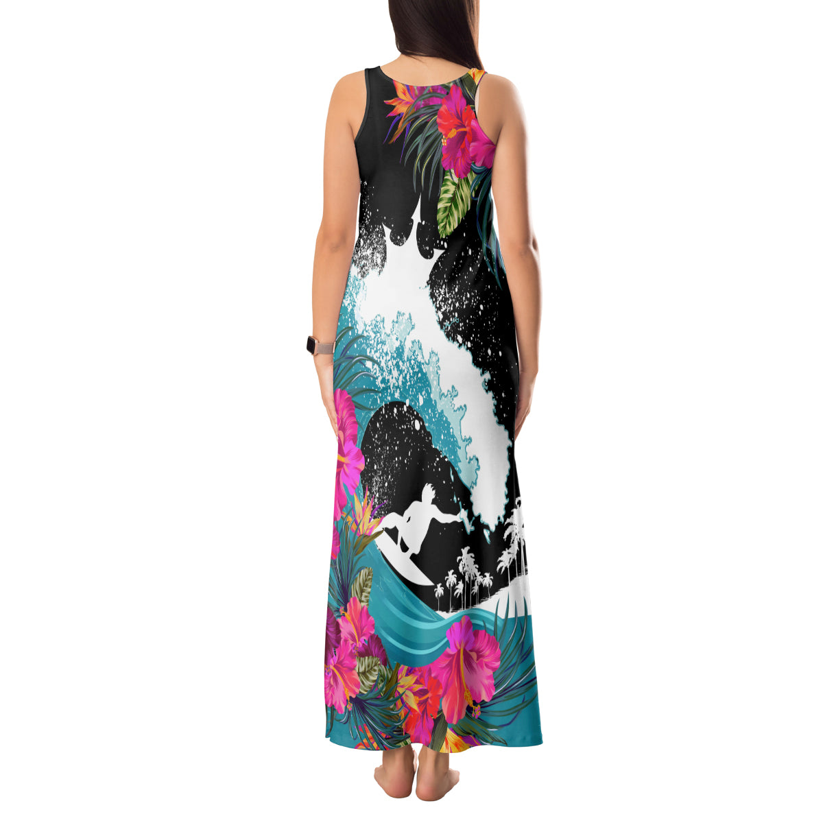 Hawaii Surfing Tank Maxi Dress Triple Crown Rides The Waves LT7 - Polynesian Pride