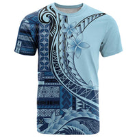 Samoa Siapo Mamanu T Shirt Plumeria Navy Blue Motifs